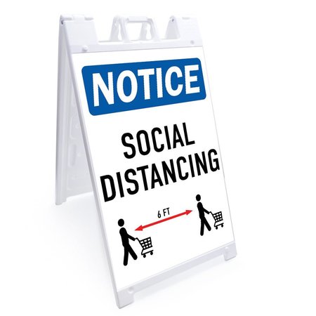 SIGNMISSION OSHA Safety Sign, Social Distancing, 10in X 7in Decal, 10" W, 7" H, Social Distancing OS-NS-D-710-25596